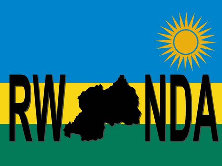 Rwanda text with map on flag illustrationの写真素材