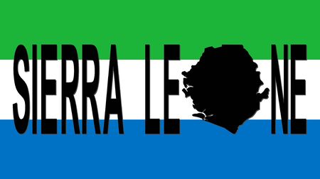 Sierra Leone text with map on flag illustrationの写真素材