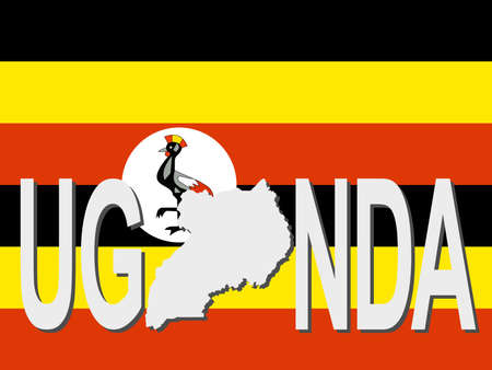 Uganda text with map on flag illustrationの写真素材