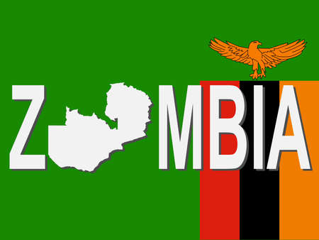 Zambia text with map on flag illustrationの写真素材