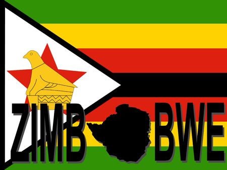 Zimbabwe text with map on flag illustrationの写真素材