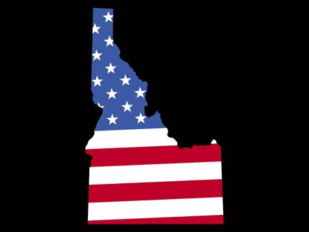 Map of the State of Idaho and American flagの写真素材