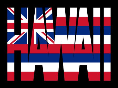 overlapping hawaii text with their flag illustrationの写真素材