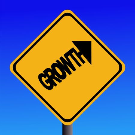 Growth warning sign on blue sky illustration
