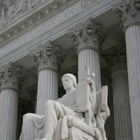 statue outside Supreme Court Washington DCの写真素材