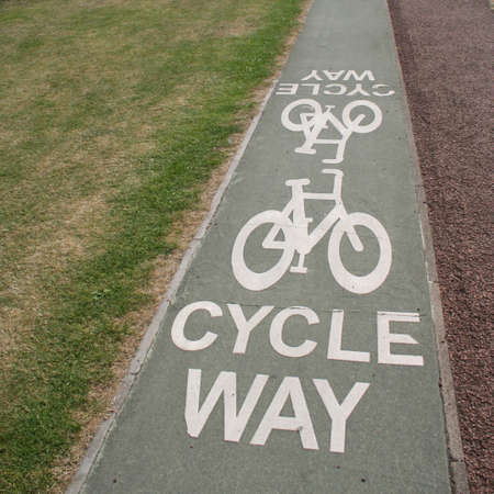 Cycle way beside path and road