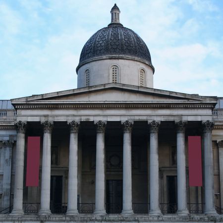 entrance to National Gallery Trafalgar Square London