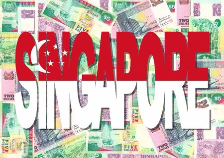 Singapore text with Singapore dollar bills illustrationのeditorial素材