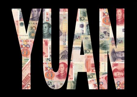Yuan Text With colorful Chinese Currency illustrationの写真素材
