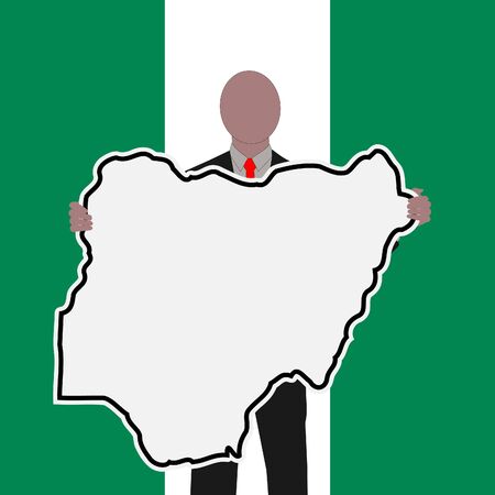 Business man with Nigeria sign and flag illustrationの写真素材