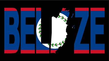 Belize text with map on flag illustrationの写真素材