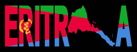Eritrea text with map on flag illustrationの写真素材