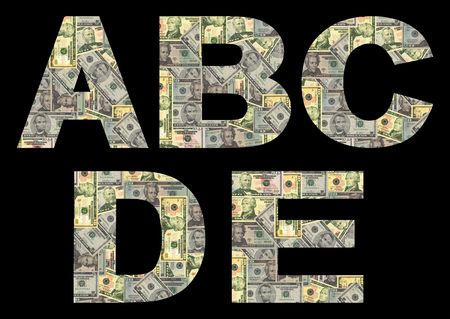 American dollars font on black part one illustrationの写真素材