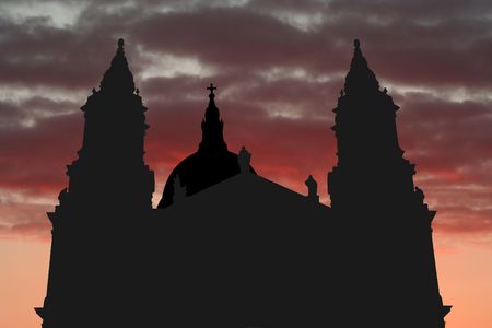 St Paul's cathedral London at sunset with beautiful skyの写真素材