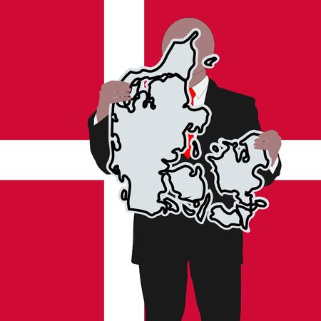 Business man with Denmark sign and flag illustrationの写真素材