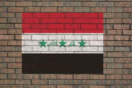 Iraqi flag painted on brick wall illustrationの写真素材