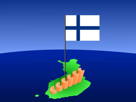 euros graph on Finland map with flag illustrationの写真素材