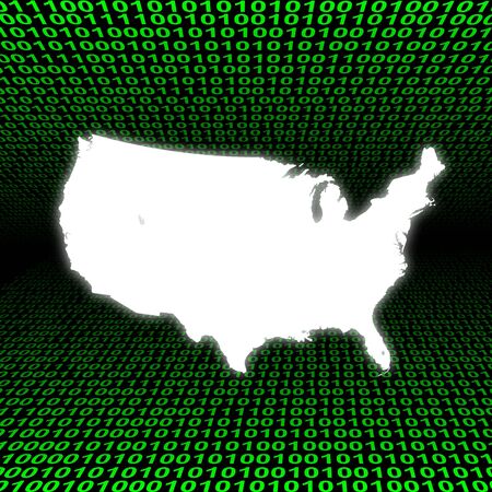 USA map with green binary code illustrationの写真素材
