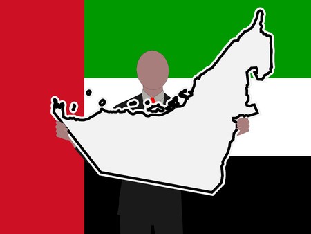 Business man with UAE sign and flag illustrationの写真素材