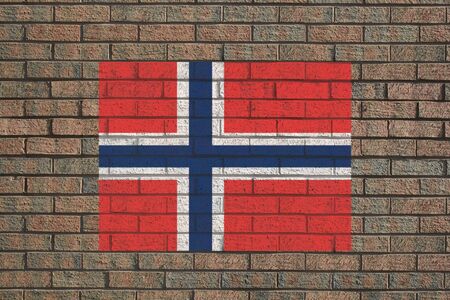 Norway flag painted on brick wall illustrationの写真素材