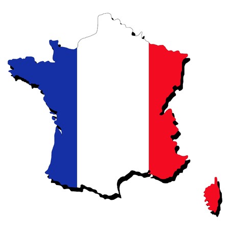 map of France and French flag illustrationの写真素材