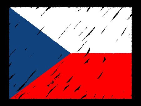 grunge Czech flag on black illustrationの写真素材