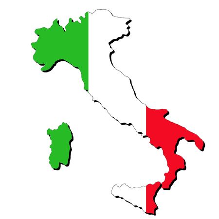 map of Italy and Italian flag illustrationの写真素材