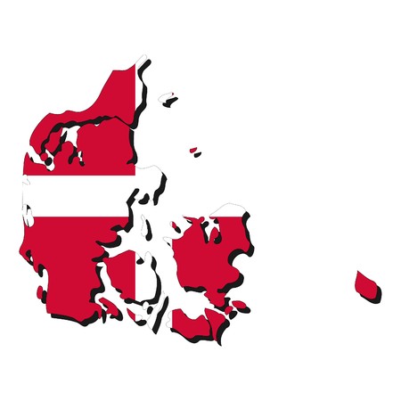 map of Denmark with their flag illustrationの写真素材