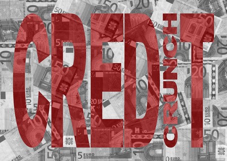 Credit Crunch text with Euros backgroundの写真素材