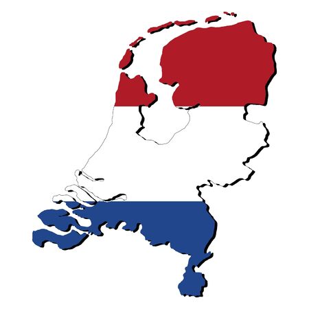 map of Netherlands with their flag illustrationの写真素材