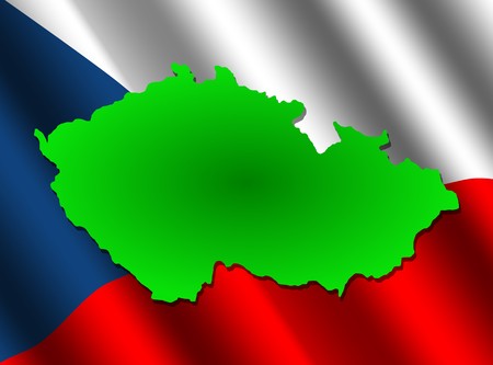 Czech Republic map on rippled flag illustrationの写真素材