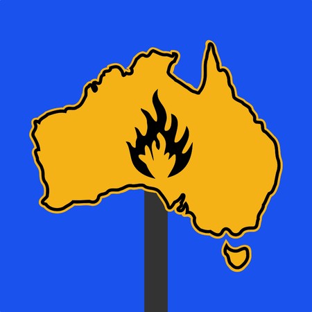 fire symbol on Australia map sign illustrationの写真素材