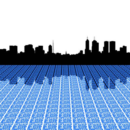Melbourne skyline with perspective text foreground illustrationの写真素材