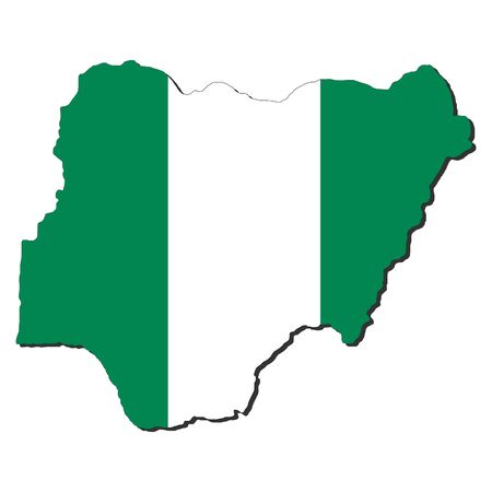 map of Nigeria and Nigerian flag illustrationの写真素材