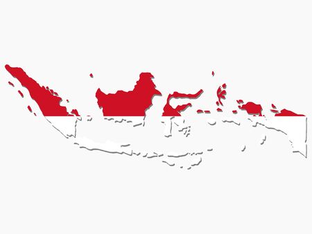 map of Indonesia and Indonesian flag illustrationの写真素材