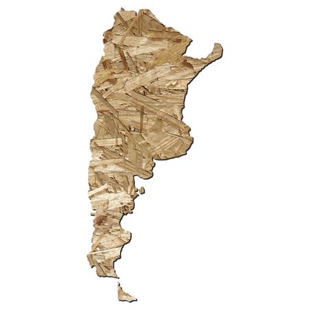 Map of Argentina with chipboard background on whiteの写真素材