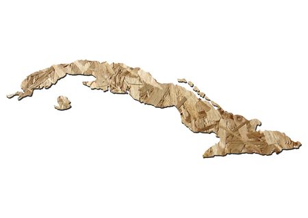 Map of Cuba with chipboard background on whiteの写真素材