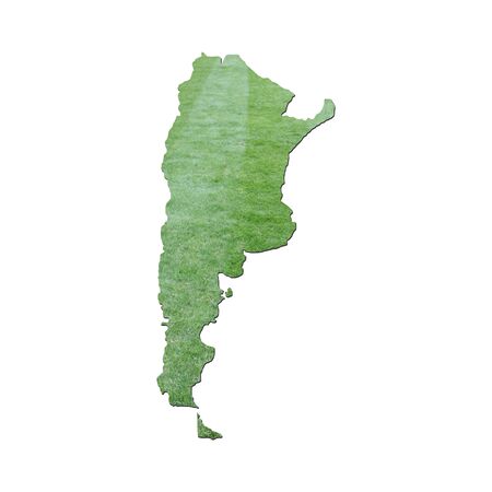 Map of Argentina with cut grass background on whiteの写真素材