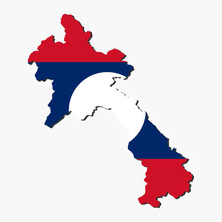 map of laos and Laotian flag illustrationの写真素材