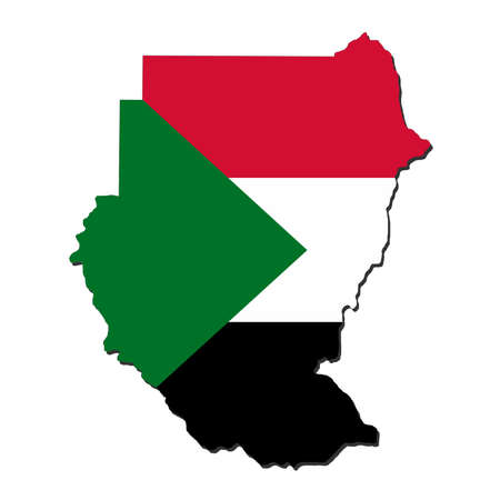 map of Sudan and Sudanese flag illustrationの写真素材