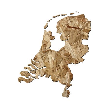 Map of Netherlands with chipboard background on whiteの写真素材