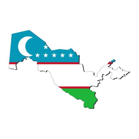 map of Uzbekistan and their flag illustrationの写真素材