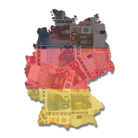 Germany Map flag with euro notes illustrationの写真素材