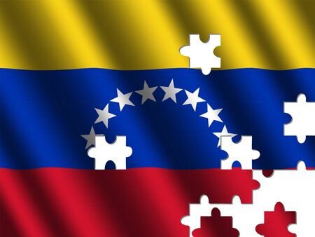 Venezuela rippled flag with jigsaw pieces illustrationの写真素材