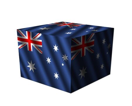 Australia flag cube isolated on white illustrationの写真素材