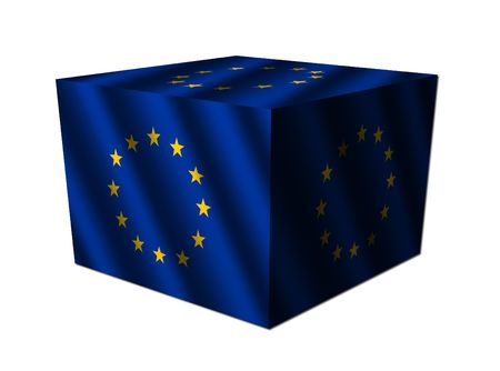 EU flag cube isolated on white illustrationの写真素材