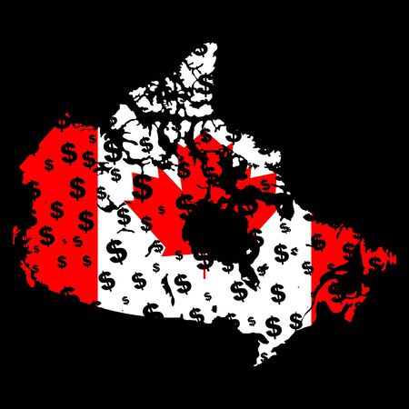 Canada map flag with dollar symbol grunge effect illustrationの写真素材