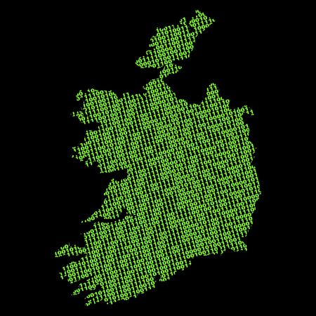 Ireland map with green binary code illustrationの写真素材