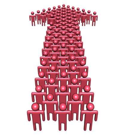 group of abstract people in shape of arrow illustrationの写真素材