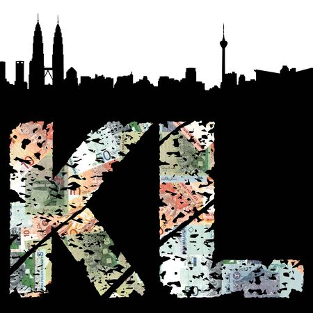 Kuala Lumpur grunge text with skylineの写真素材